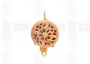 14BCR11Y : 14 K Yellow Gold Filigree Box Clasp for 1 Strand : Round 9 mm