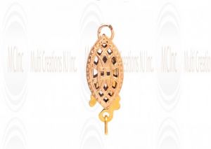 14PR135Y : 14 K Yellow Gold Filigree Pearl Clasp : Fish Shape :  13x5 mm
