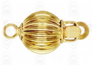 14 K Yellow Gold Currogated Ball Push Clasp (Available in 4 Sizes)