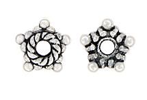 C124 : Bali Silver Star Bead Caps : 8 mm (Available in 2 Finishes)