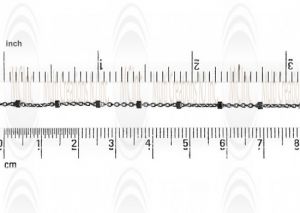Oxidized Satellite Chain : 1.2 mm Cable Chain with 2 mm Hexagonal Beads 10 mm apart
