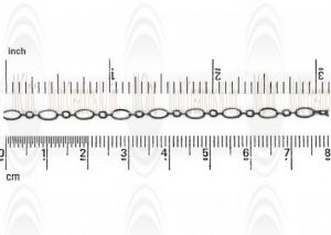 Oxidized Eye Shape Flat Link Chain : 4.6x2.5 mm with 3 links of  2 mm