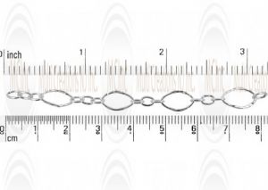 Eye Shape Textured Link Chain : 11.2x7.2 mm  with 3 oval links of  4.7x3.5 mm 